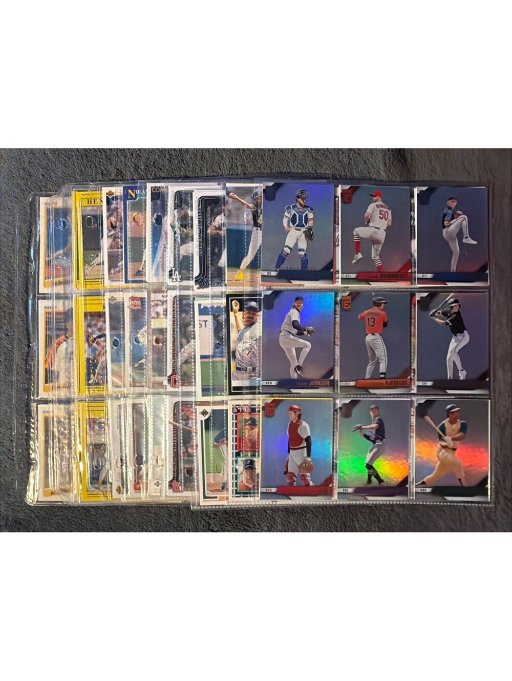 Baseball Card Lot 11 Pages Full Front And Back With Cards